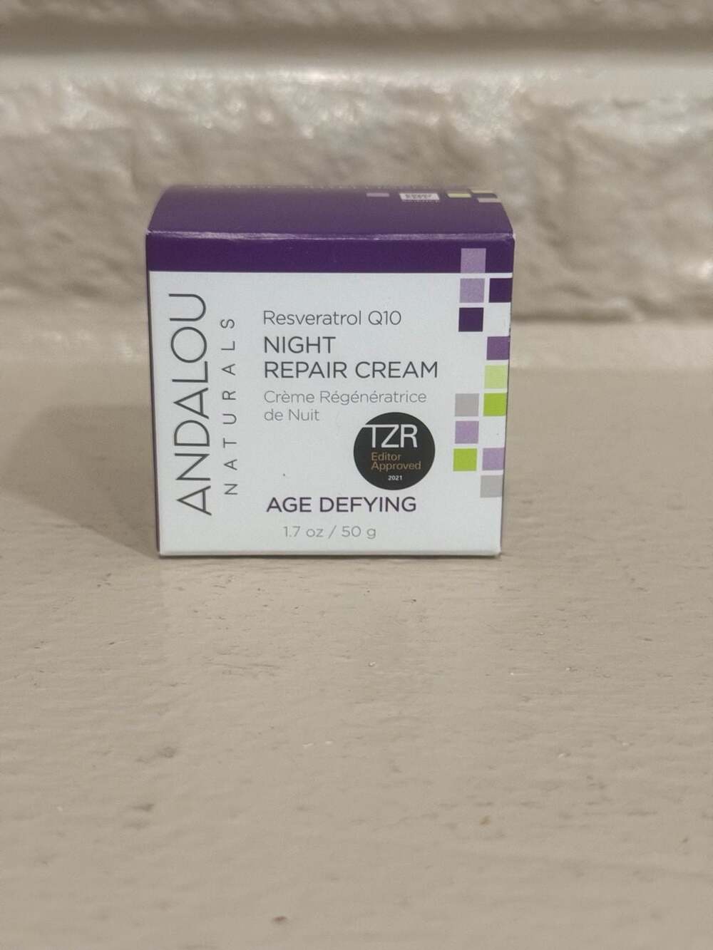 Andalou Naturals Resveratrol Q10 Night Repair Cream Age Defying 1.7 oz / 50 g